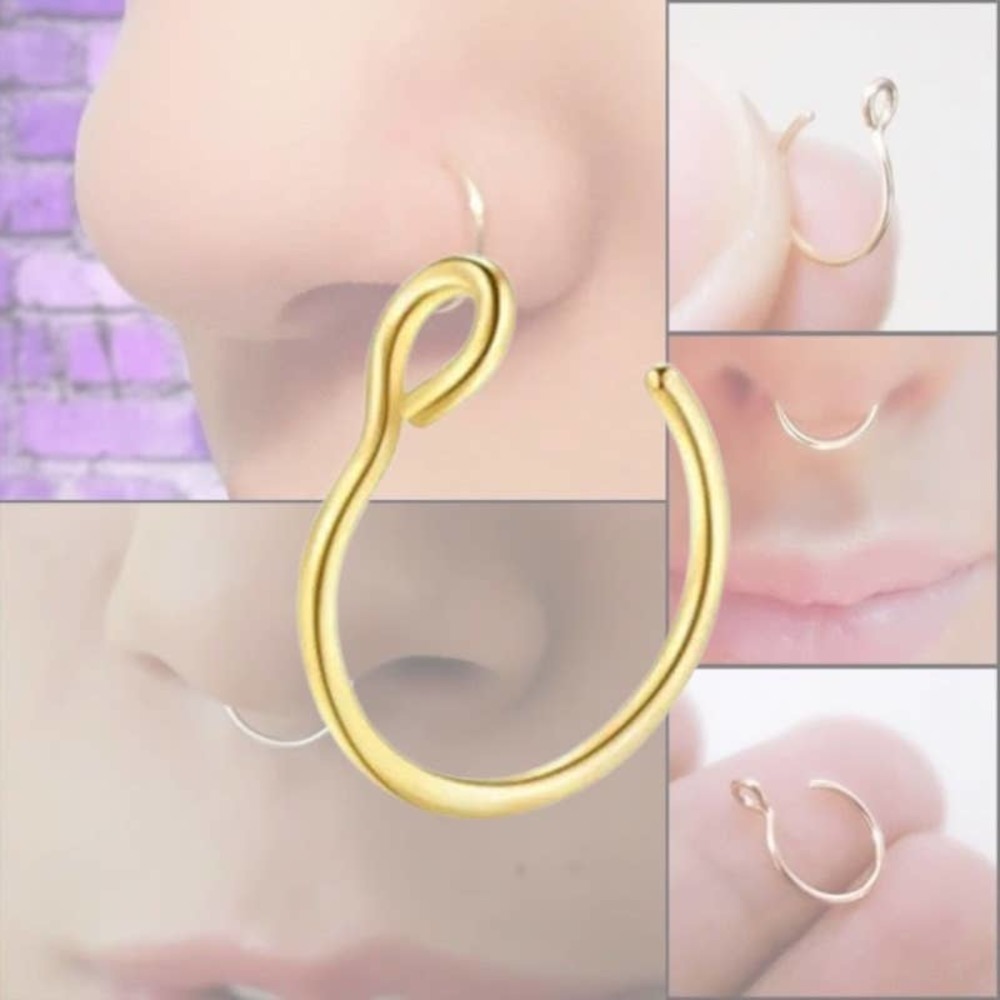 SINGLE Fake Nose Ring Cuff - Yellow Gold